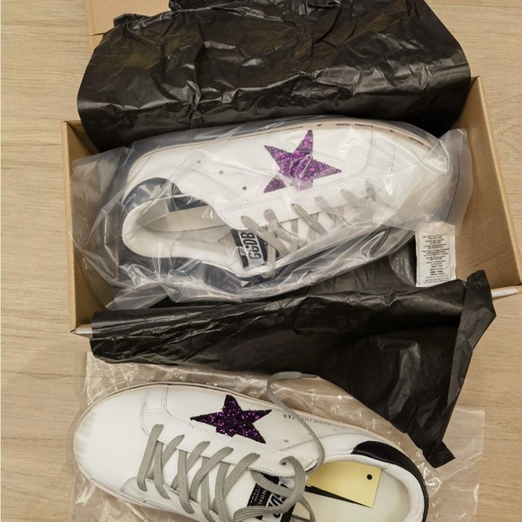 Golden Goose Shoes - Golden Goose White Sneakers with Purple Star